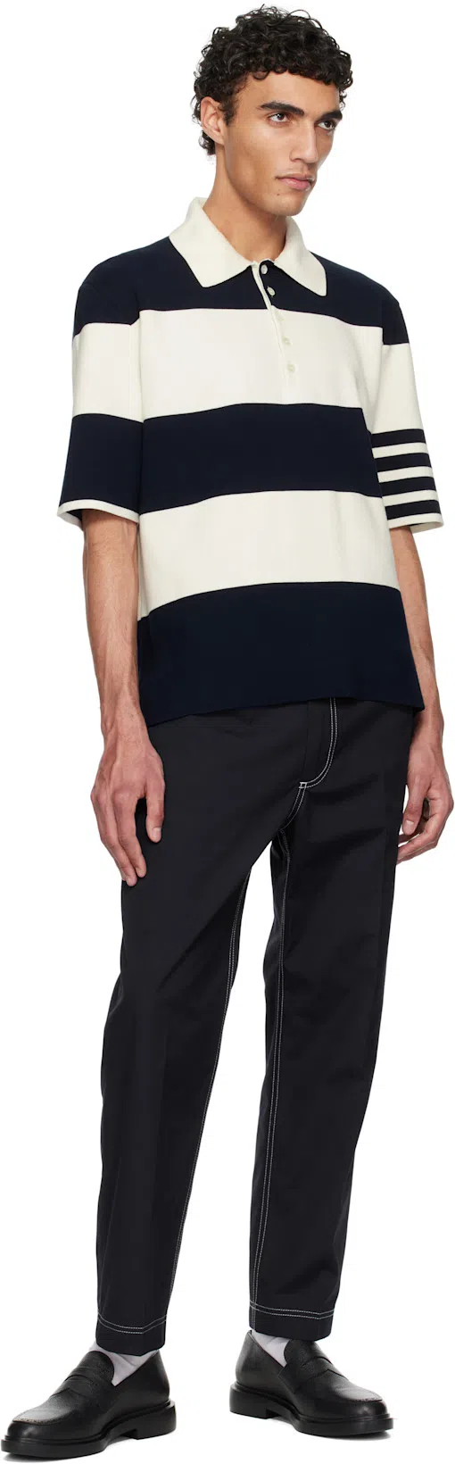 THOM BROWNE Grained Leather Penny Loafers In Black