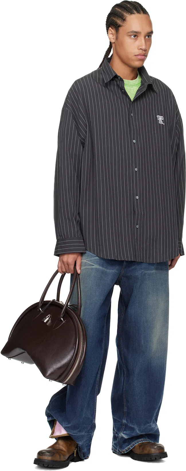 ACNE STUDIOS Oversized T-shirt With Fade-out Vintage Finish In Green