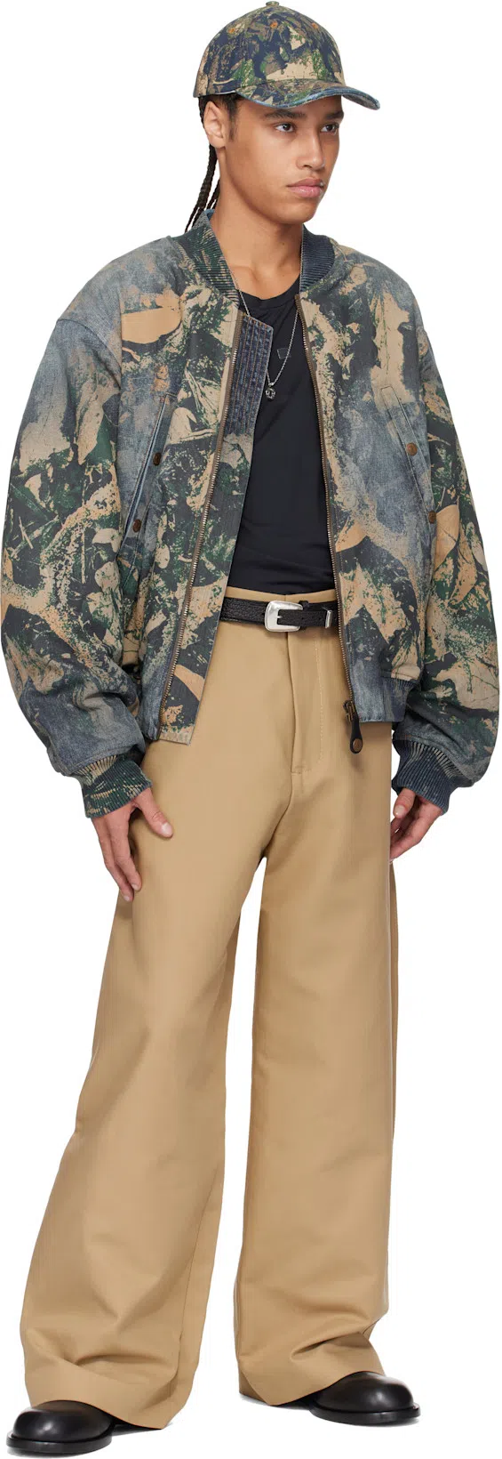 ACNE STUDIOS Abstract Pattern Brown Bomber Jacket In Multi