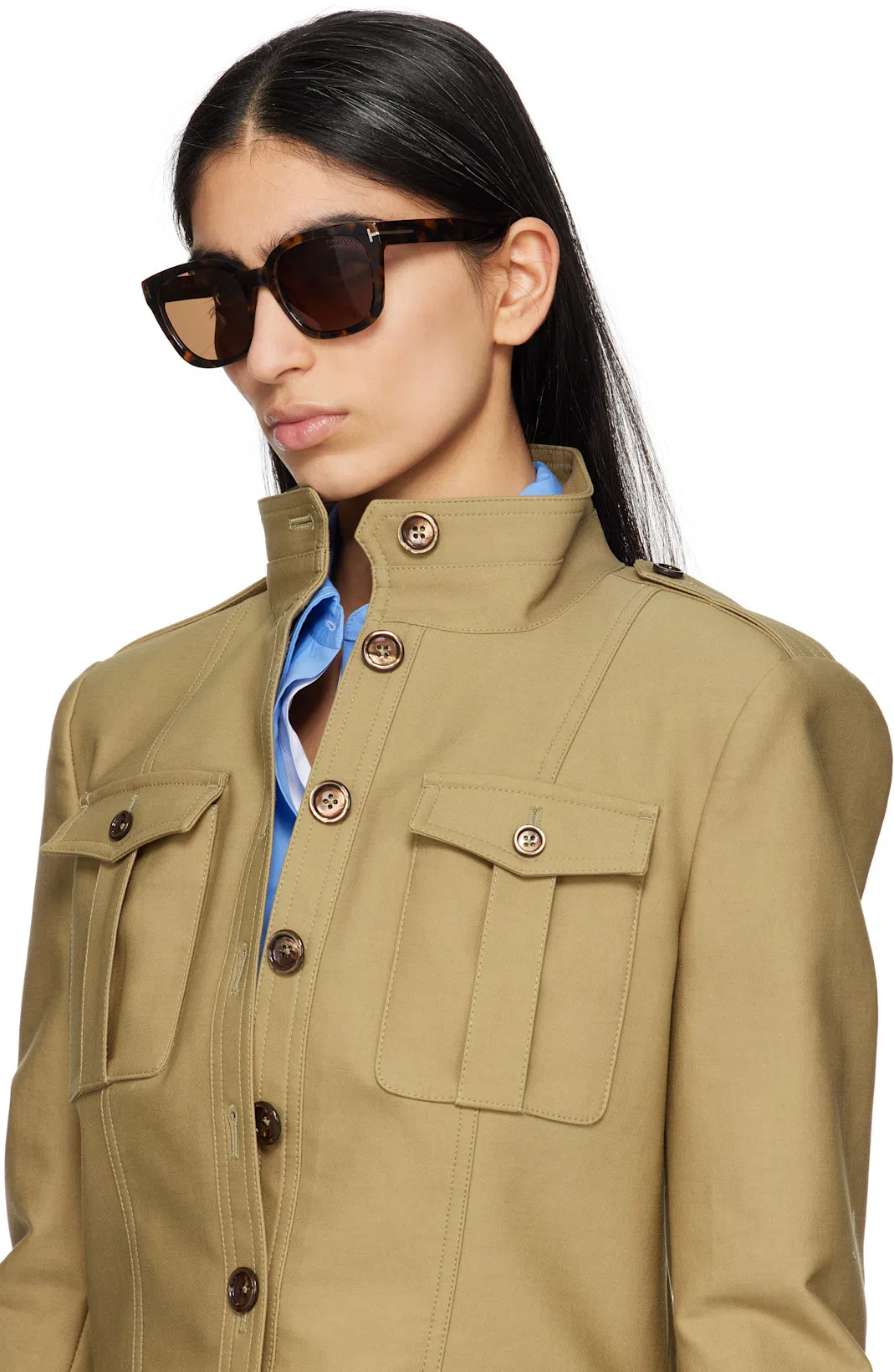 TOM FORD Brown Haylay Sunglasses In Black