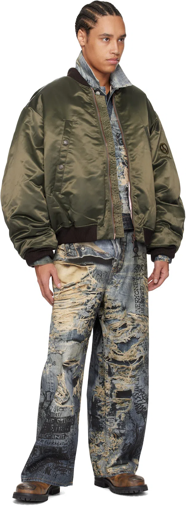 ACNE STUDIOS Rye Tlo Torn Scribble Denim Jacket In Blue