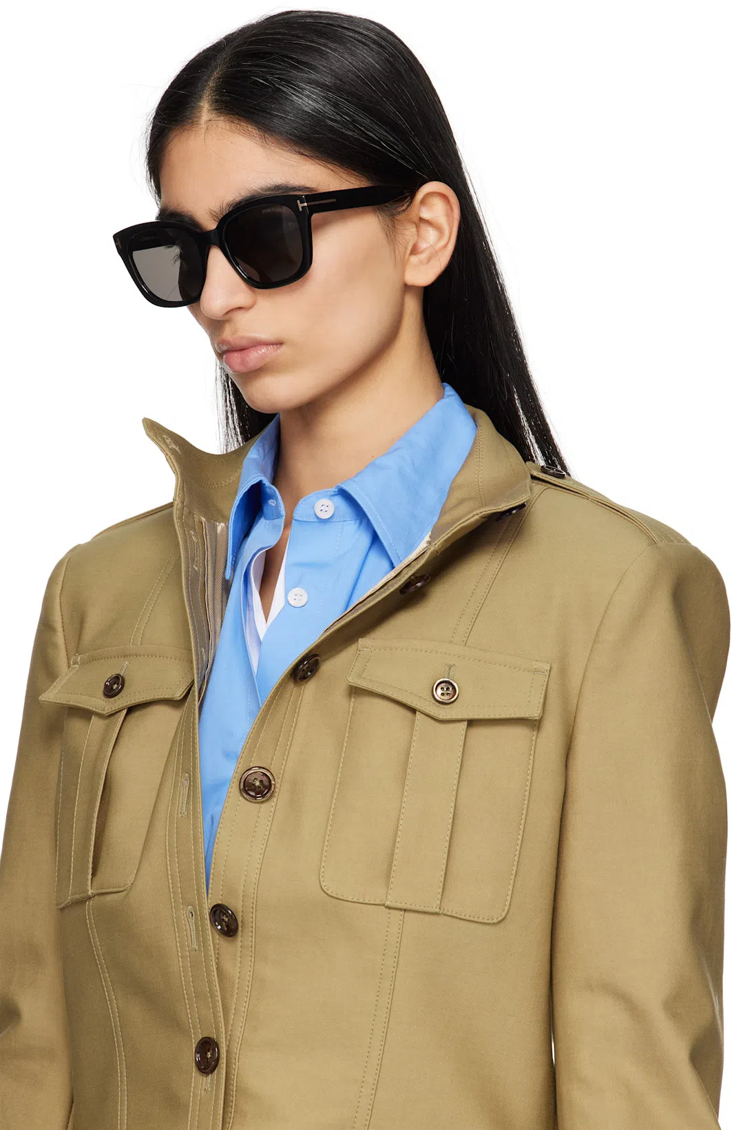 TOM FORD Black Haylay Sunglasses In Green