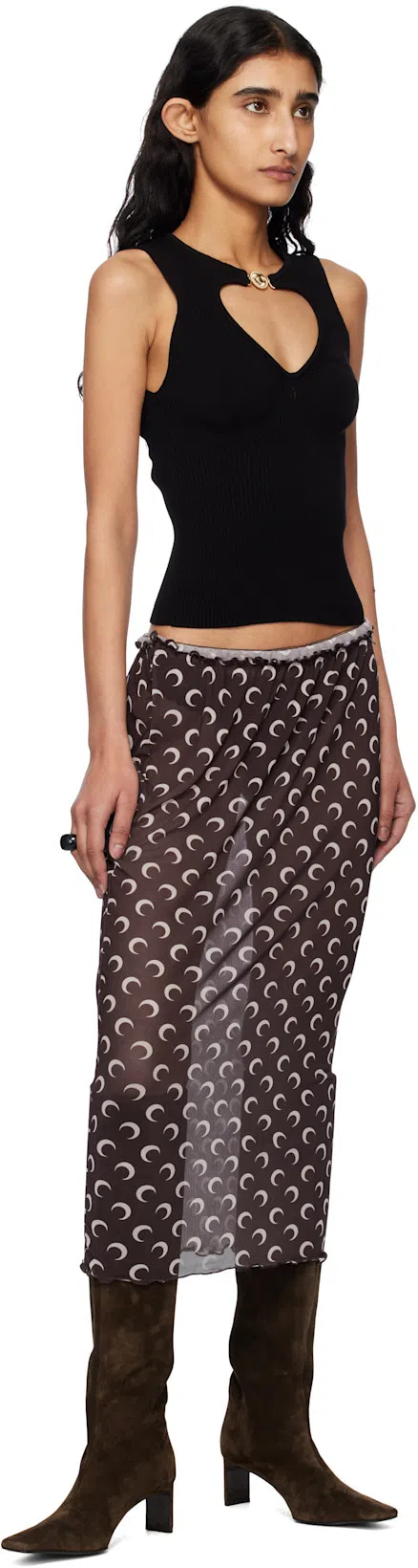 KHAITE Ona Suede Stiletto Knee Boots In Ebano