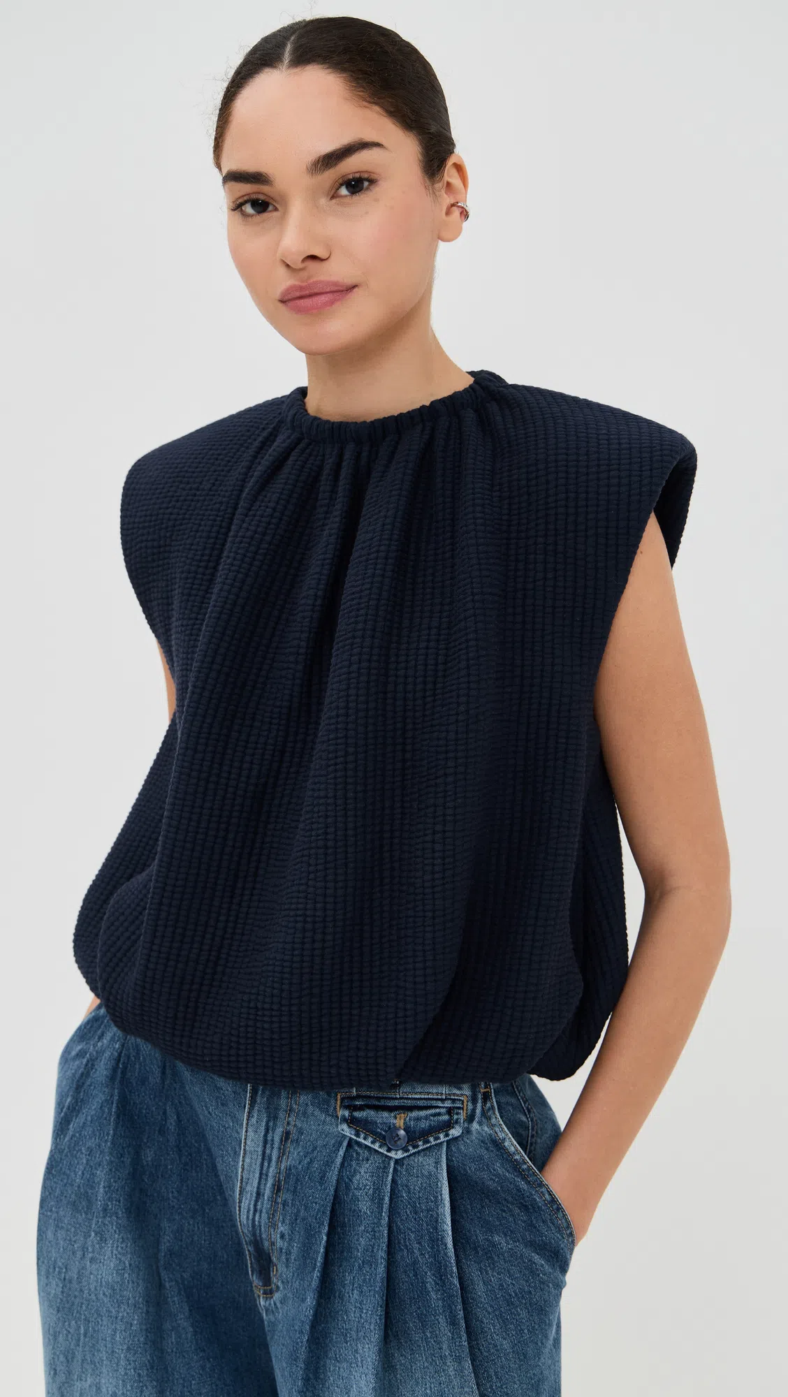 TIBI Program Mock Neck T-shirt White