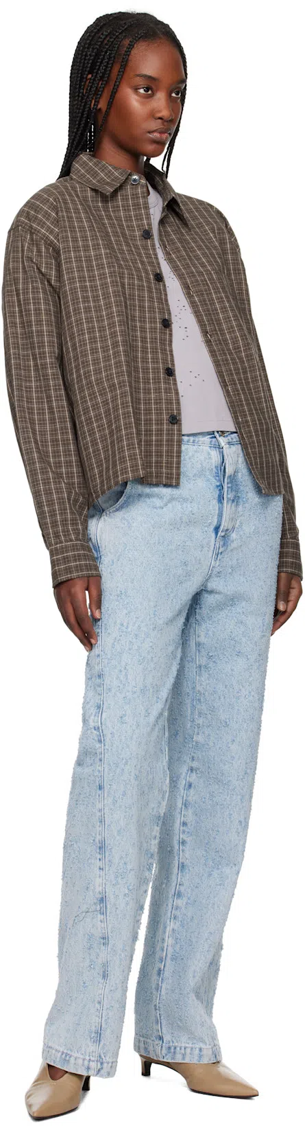 MFPEN Brown Priority Shirt In Brown Linen Check