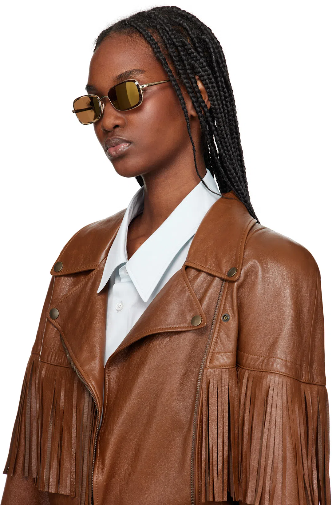 CHLOÉ Brown Belted Fringed Leather Jacket In 26m Clay Brown