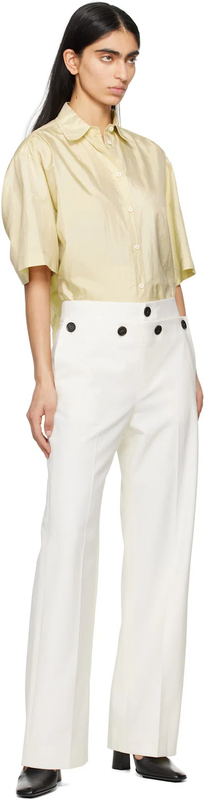 PROENZA SCHOULER Oliver Pant In Wool Gabardine In White