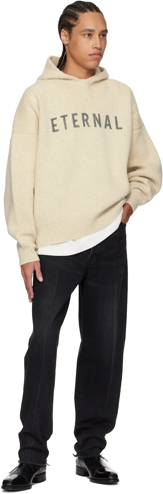 FEAR OF GOD Five-pocket Raw Hem Straight Leg Jeans In Black