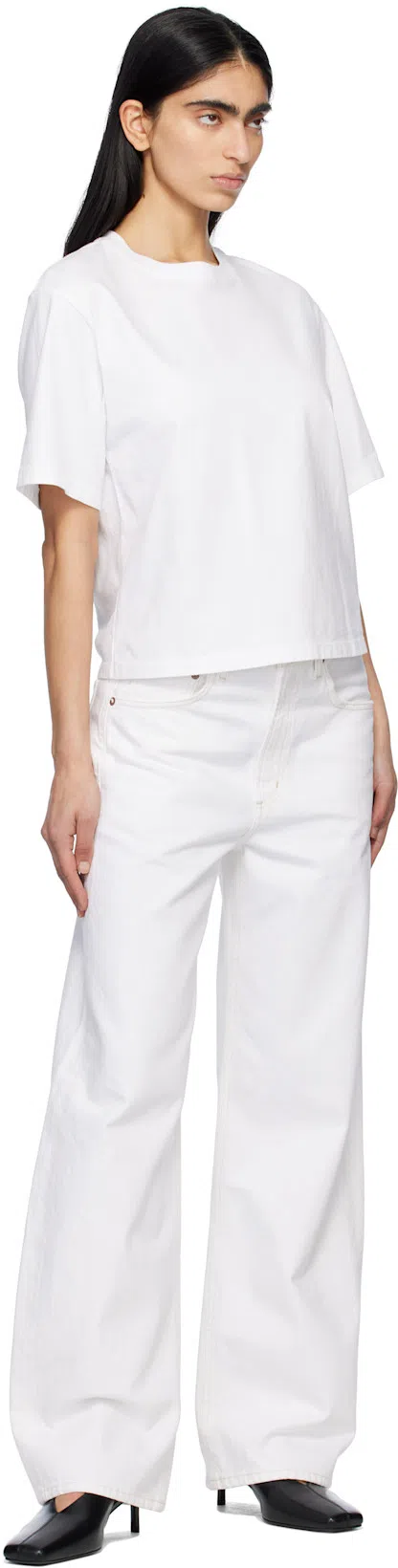 AGOLDE Dame High Rise Wide Leg Jeans In Fortune Cookie In White