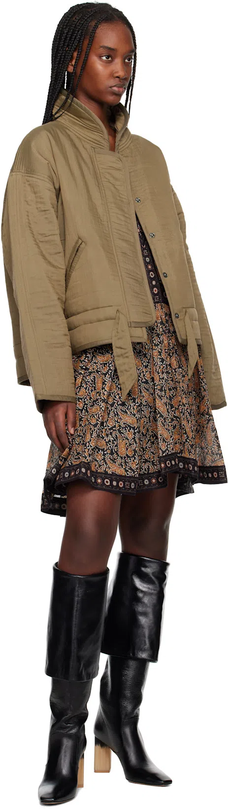 CHLOÉ High Heel Knee-high Square Toe Boot In Multi