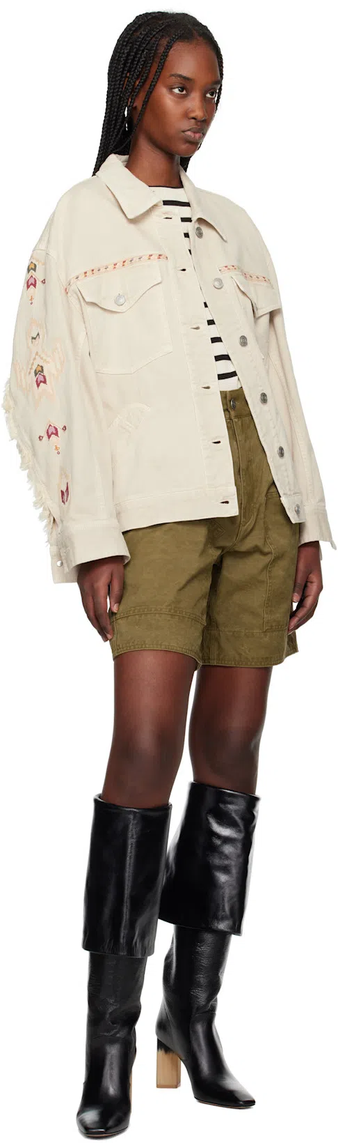 CHLOÉ High Heel Knee-high Square Toe Boot In Multi