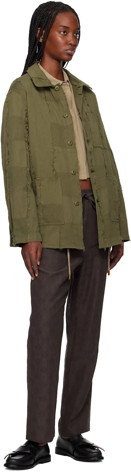 NEEDLES Khaki Coverall Ripstop Cut Jacquard Jacket In B-olive