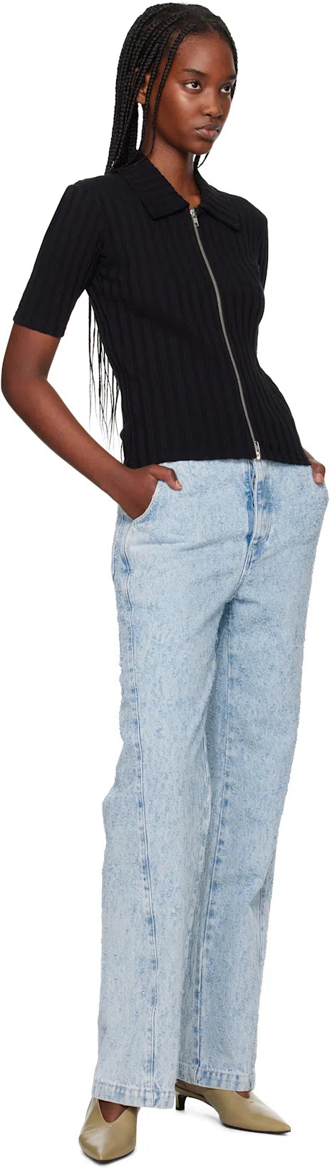 MFPEN Blue Twisted Seam Jeans In Light Blue Punch Out