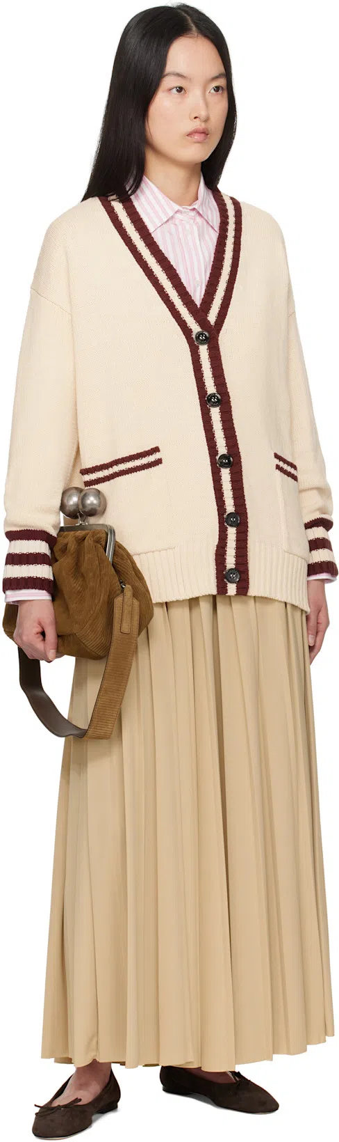 AEYDE Delfina Bow-detailed Ballet Flats In Brown