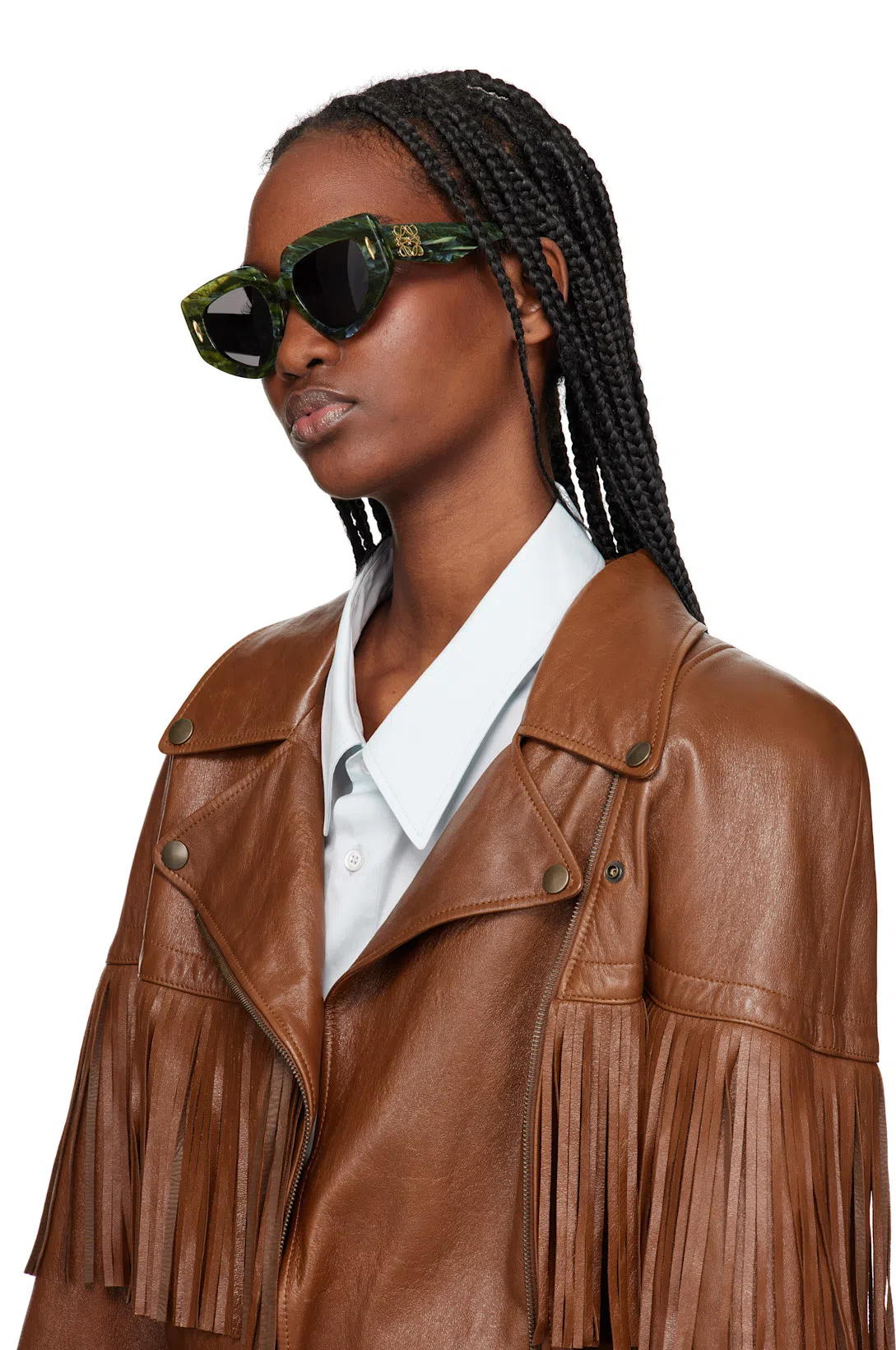 CHLOÉ Brown Belted Fringed Leather Jacket In 26m Clay Brown