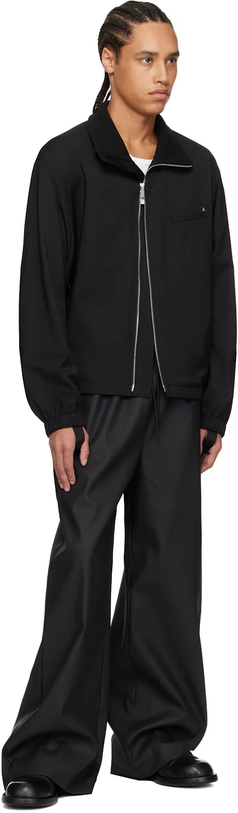 HELMUT LANG Zip-up Wool Bomber Jacket In Black