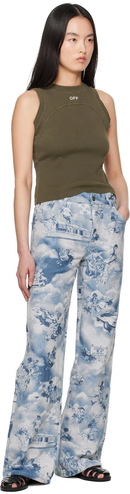 OFF-WHITE Black Arrow Pvc Flat Sandals