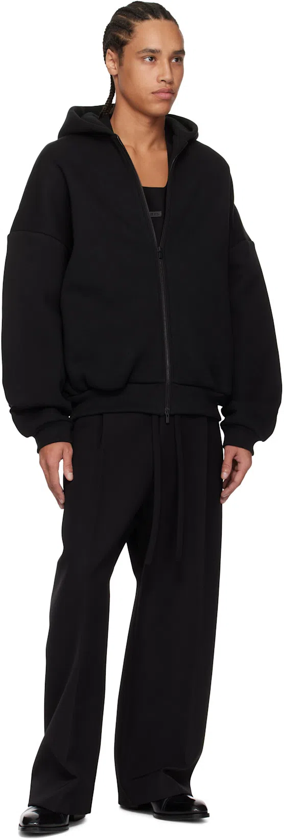 FEAR OF GOD Black Sweatshirt With Hood And Dropped Shoulders In Cotton Blend Man