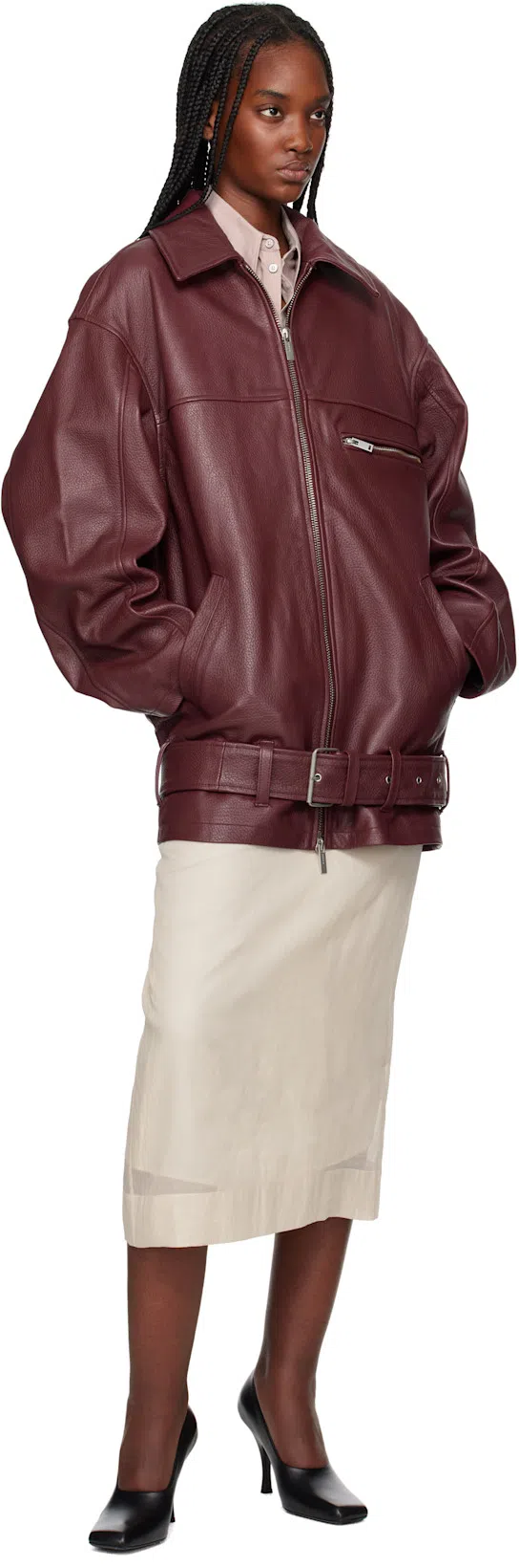 KHAITE Eva Peep-toe Leather Pumps In Black