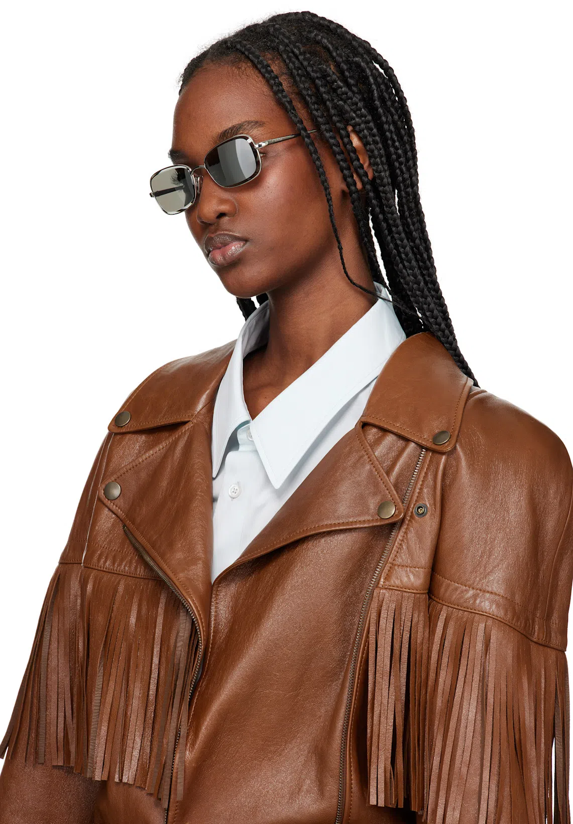 CHLOÉ Brown Belted Fringed Leather Jacket In 26m Clay Brown