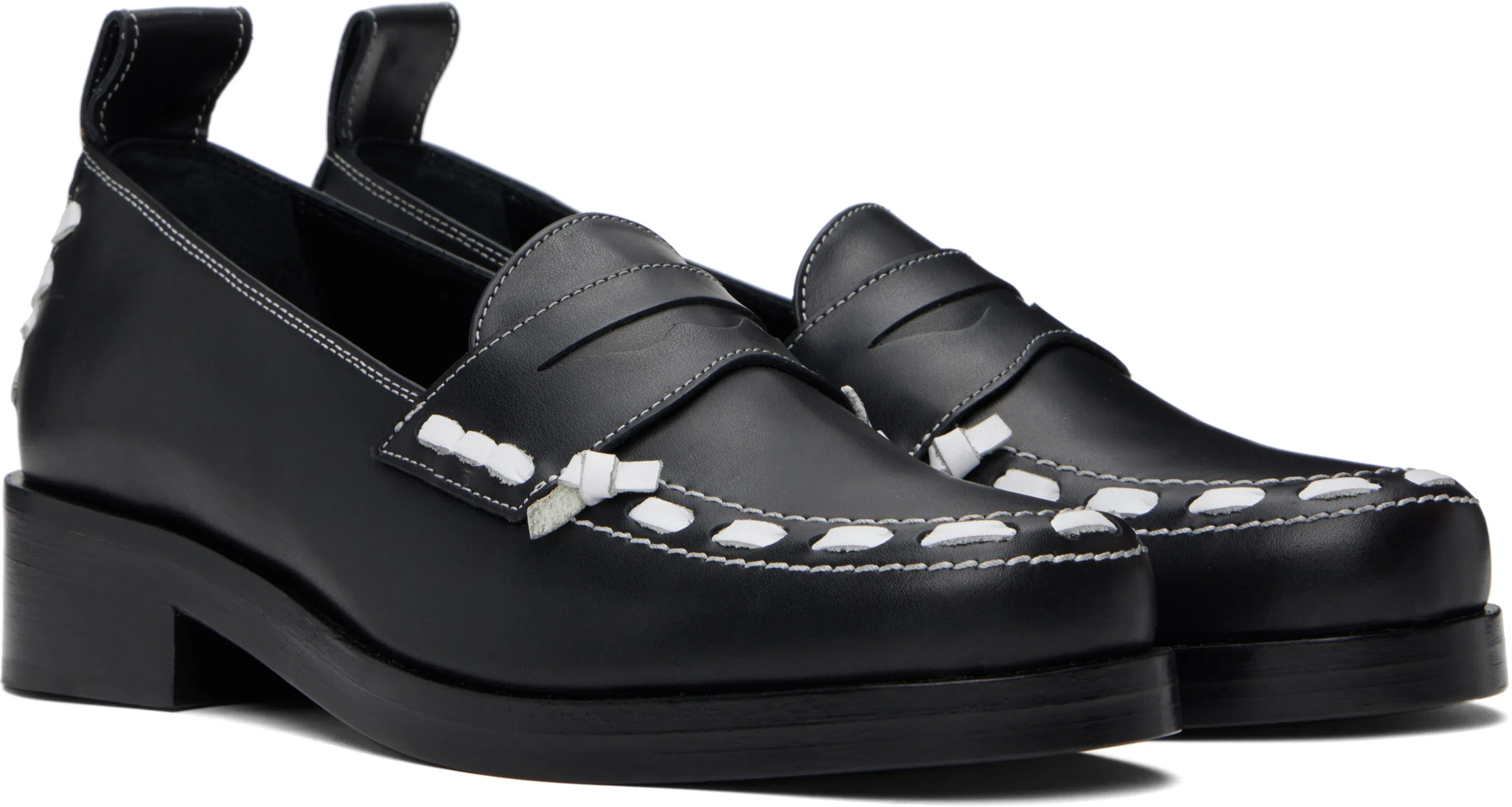 STEFAN COOKE Black Leather Loafers