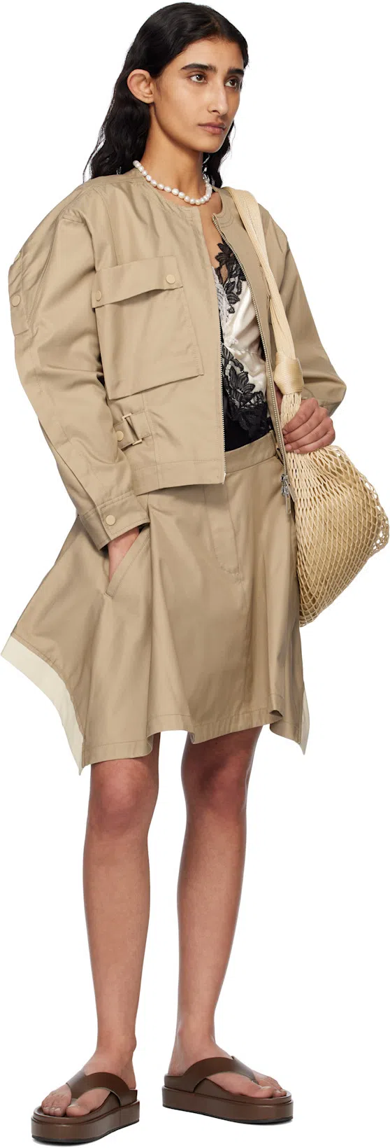 3.1 PHILLIP LIM Flounce Mini Skirt In Khaki