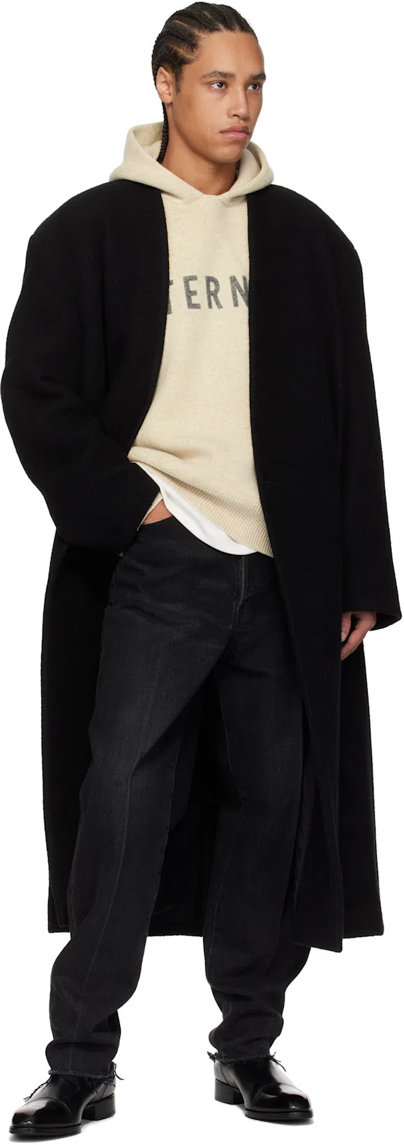 FEAR OF GOD Five-pocket Raw Hem Straight Leg Jeans In Black