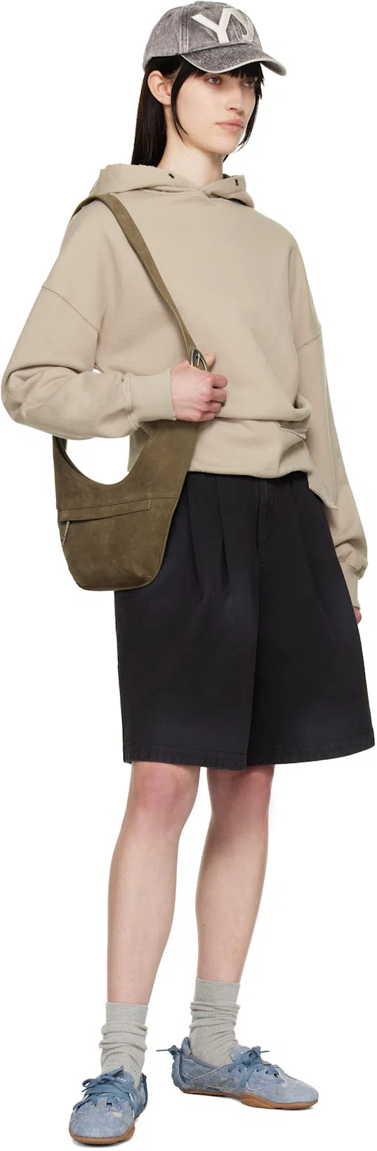 ACNE STUDIOS Bilaria Paneled Logo-print Denim Ballet Flats In Blue