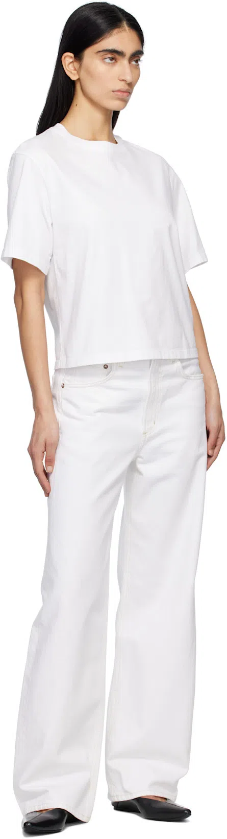 AGOLDE Dame High Rise Wide Leg Jeans In Fortune Cookie In White