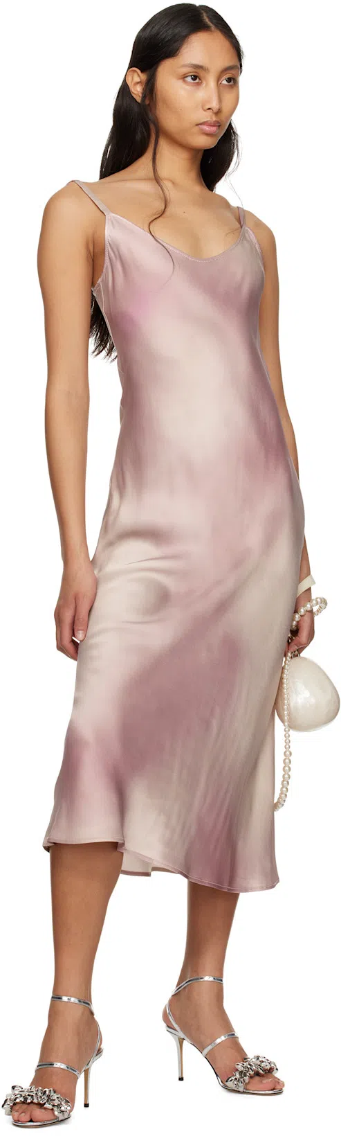 ACNE STUDIOS Womens Multi Pink Darma Sleeveless Satin Midi Dress