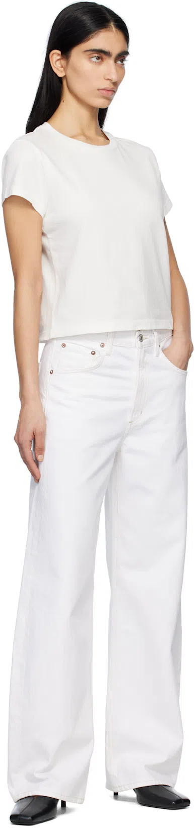 AGOLDE Dame High Rise Wide Leg Jeans In Fortune Cookie In White