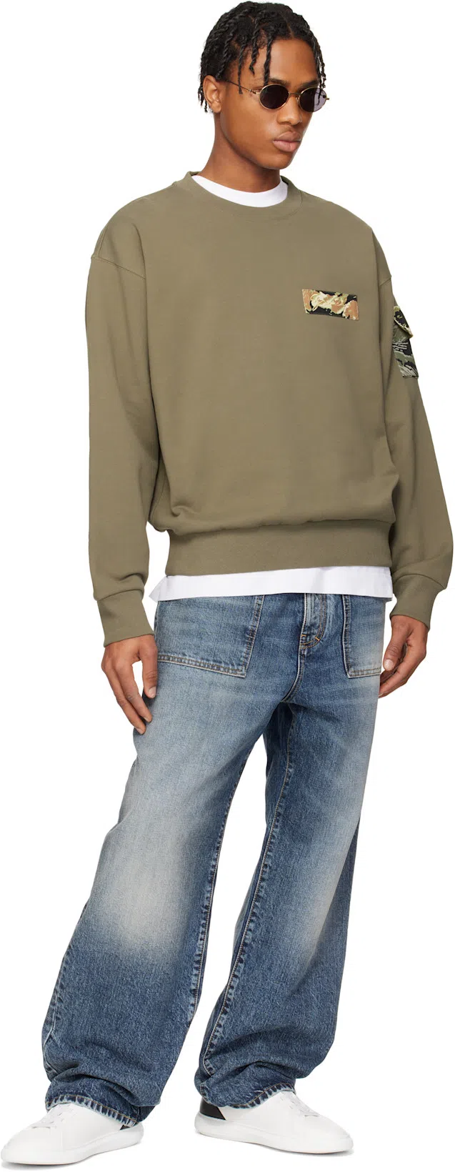 GIVENCHY Sweatshirt In Fleece With Camo Patches In Light Khaki