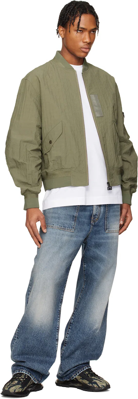 GIVENCHY Men's Nylon Bomber Jacket In Green