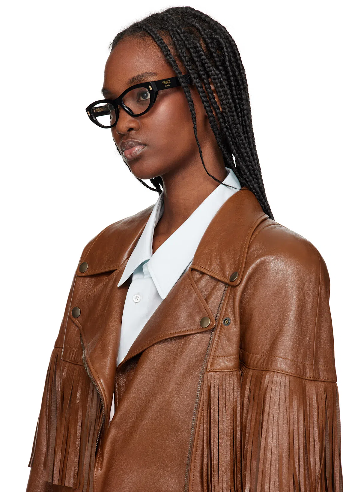 CHLOÉ Brown Belted Fringed Leather Jacket In 26m Clay Brown