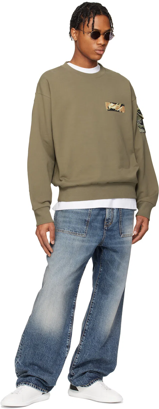 GIVENCHY Sweatshirt In Fleece With Camo Patches In Light Khaki