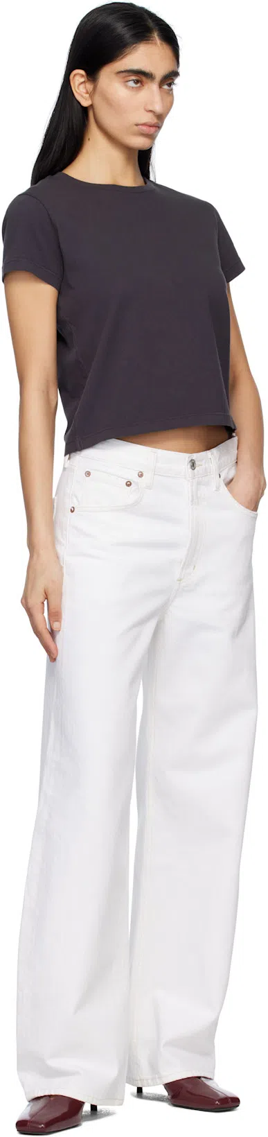 AGOLDE Dame High Rise Wide Leg Jeans In Fortune Cookie In White