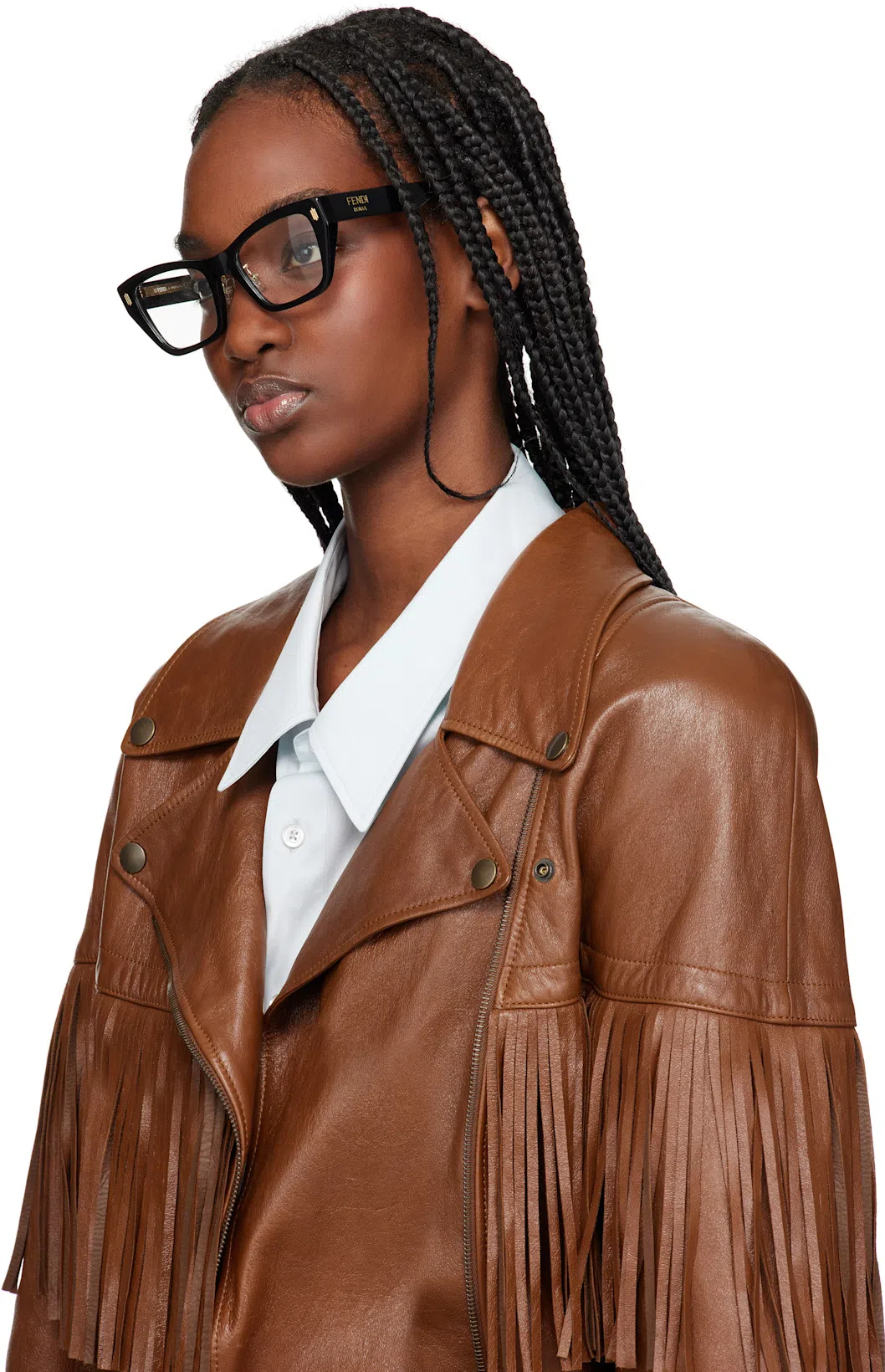 CHLOÉ Brown Belted Fringed Leather Jacket In 26m Clay Brown
