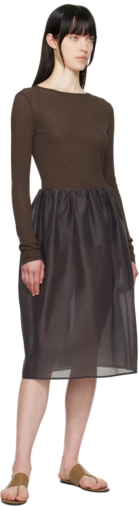 AMOMENTO Long-sleeve T-shirt In Brown