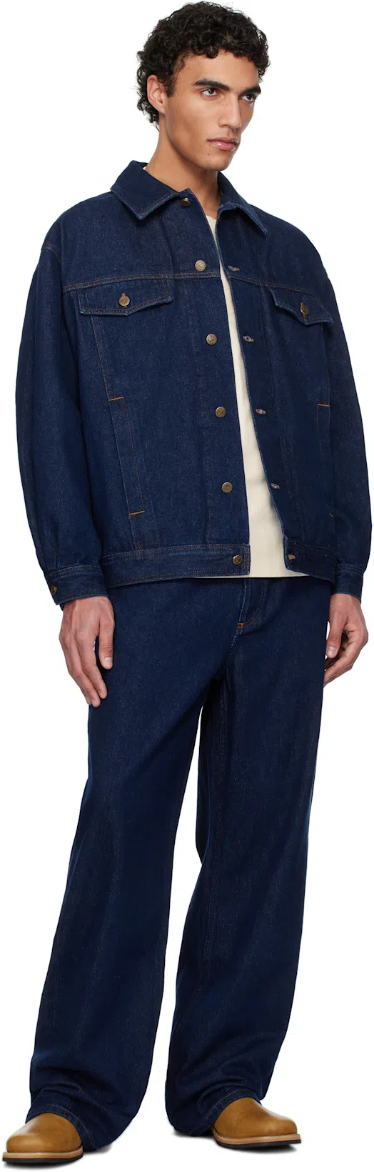 APC Cropped Denim Jacket With Classic Collar In White