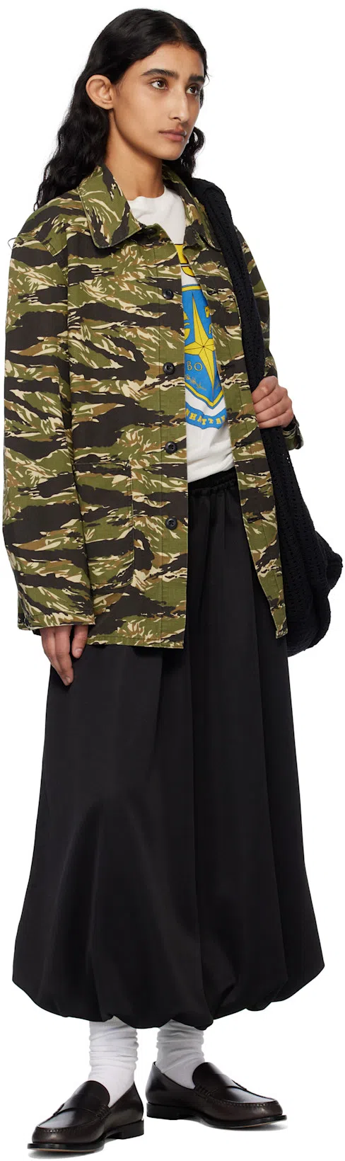 NEEDLES Black Balloon Track Midi Skirt In B-black