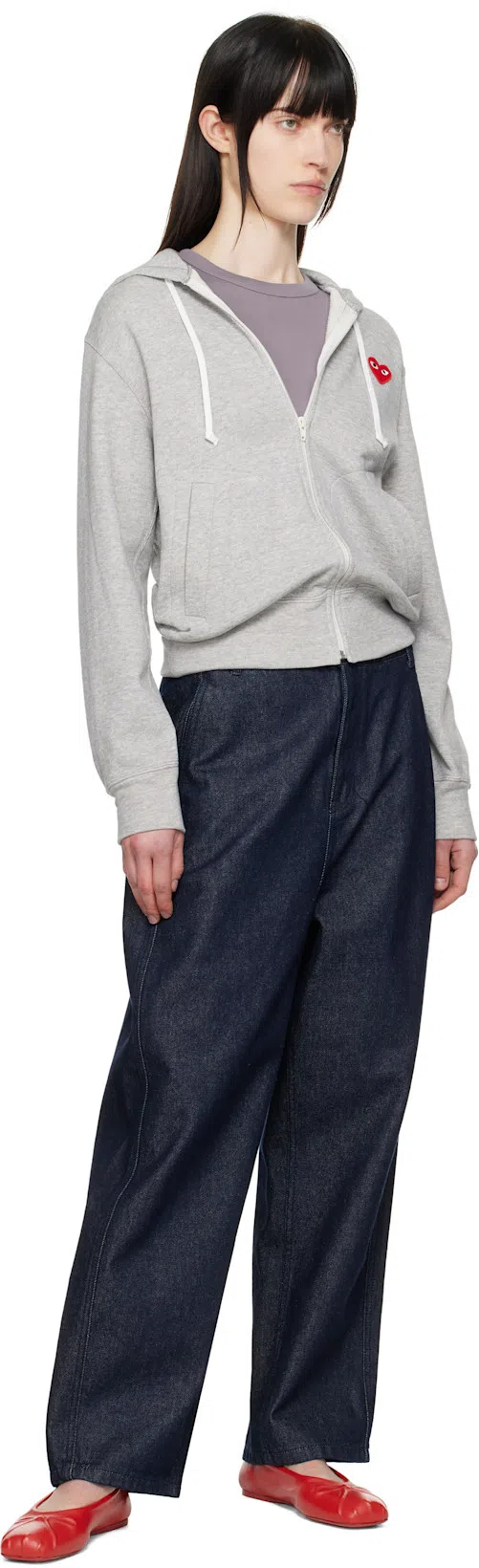 MARNI Red Nappa Leather Seamless Little Bow Ballet Flat