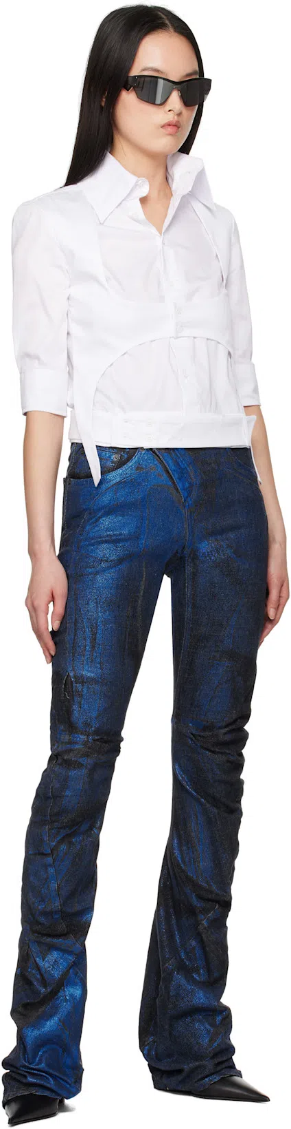 OTTOLINGER White High Collar Short Sleeve Shirt