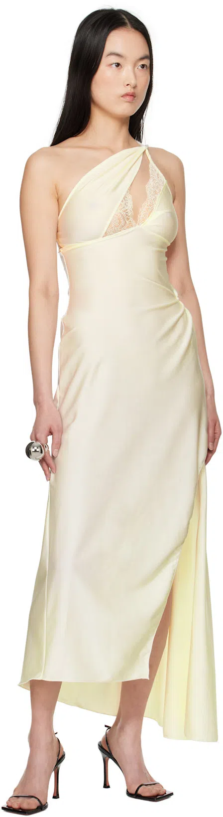 COPERNI White Asymmetric Maxi Dress In White Avorio