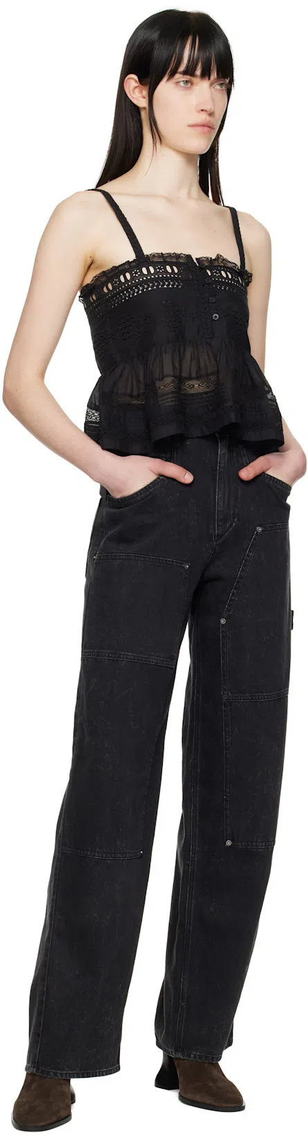 ISABEL MARANT ÉTOILE Ophra Straight-leg Carpenter Jeans In Faded Black