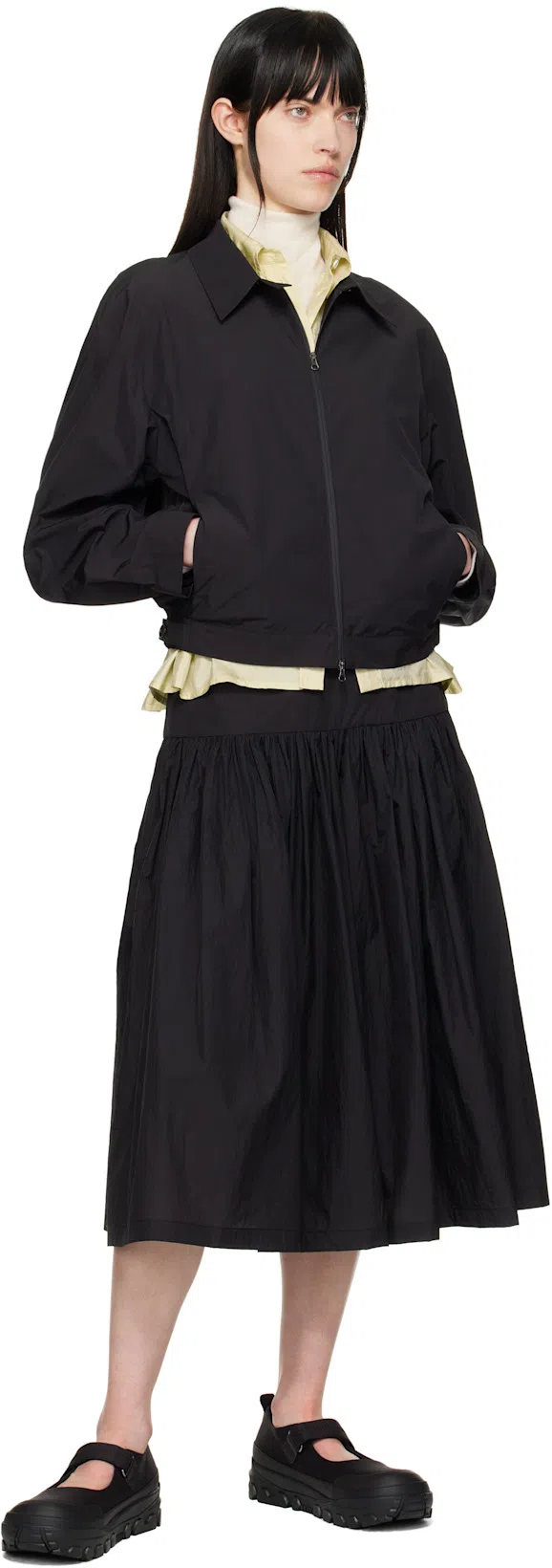 AMOMENTO Black Shirring Culotte Trousers