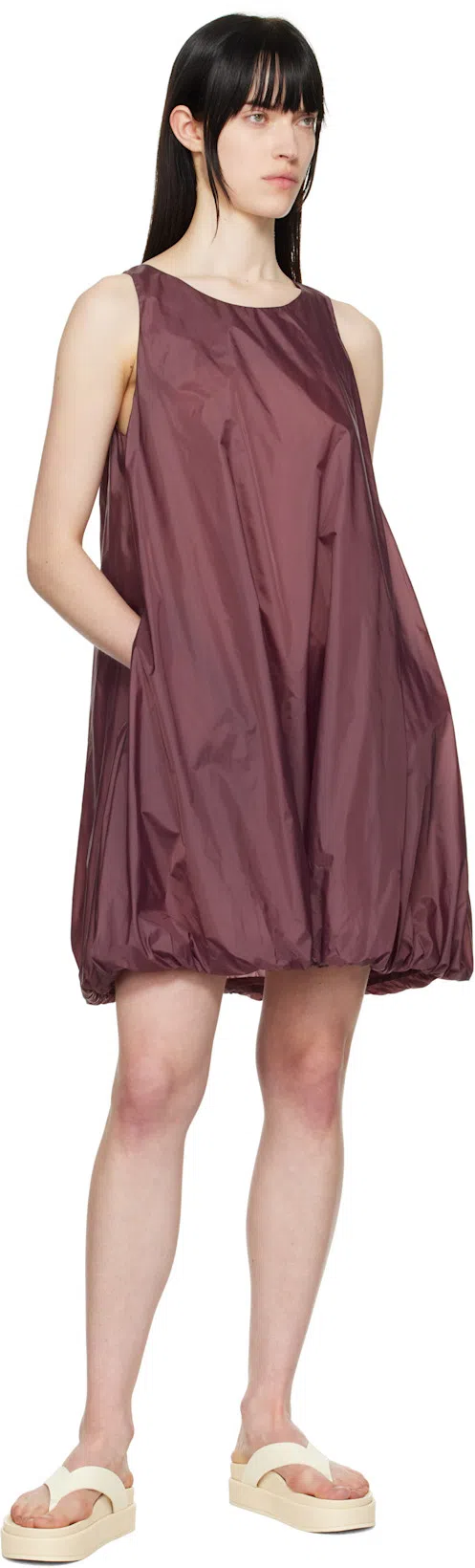 AMOMENTO Purple Nylon Volume Minidress