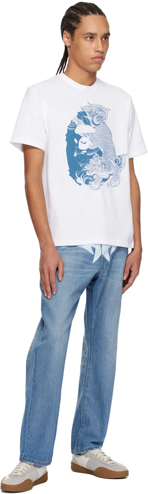 ACNE STUDIOS Bars Low Suede-trimmed Leather Sneakers In White