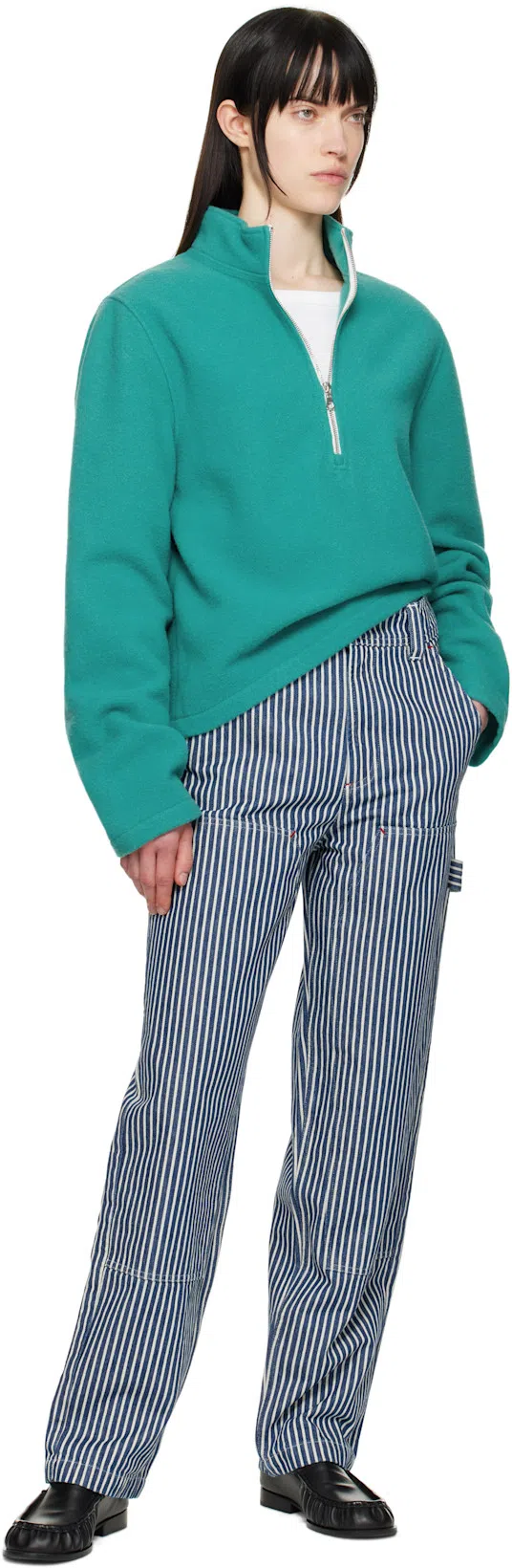 RIER Blue Fleece Sweater In Chlorophylle Fleece