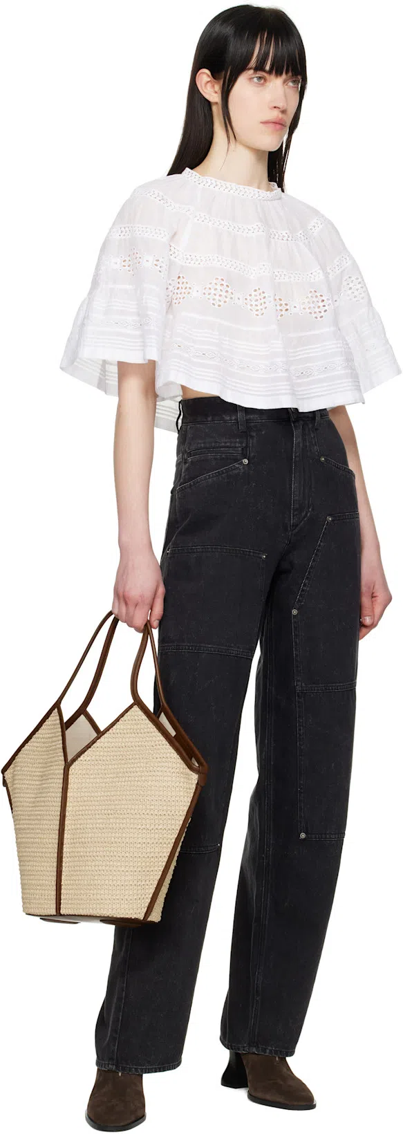 ISABEL MARANT ÉTOILE Ophra Straight-leg Carpenter Jeans In Faded Black