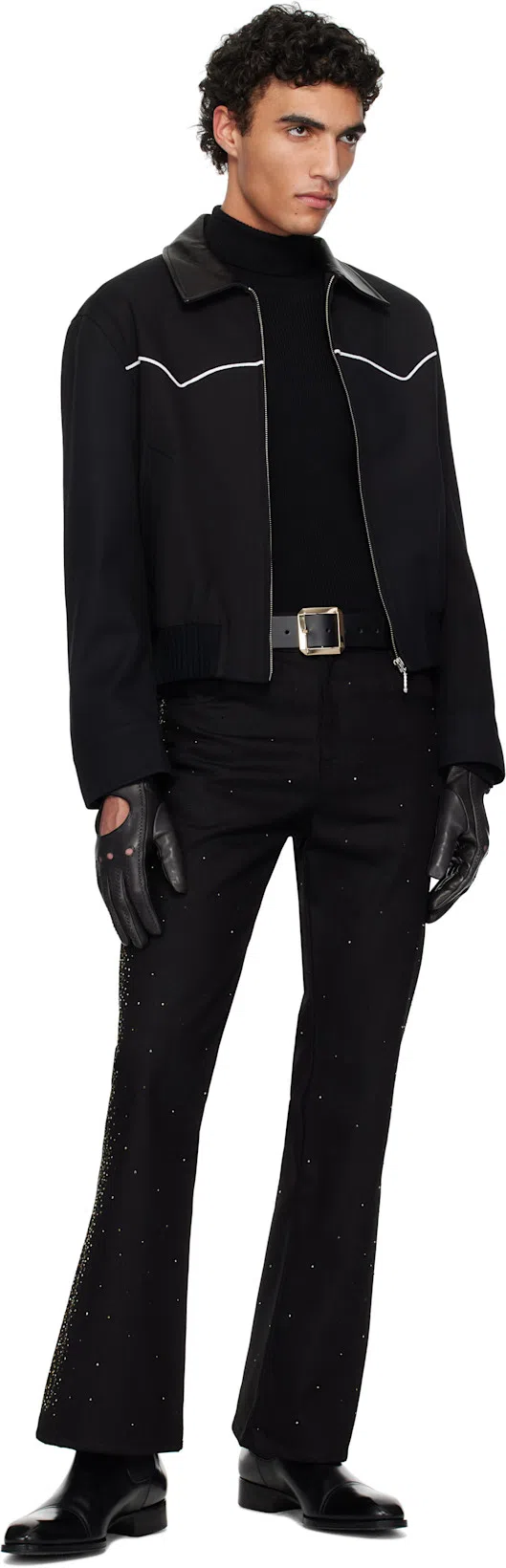 TOM FORD Edgar Polished Leather Chelsea Boots In Black